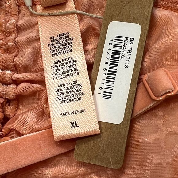 SKIMS Velvet Burnout Logo‎ Triangle Bralette Peach XL - Picture 6 of 8